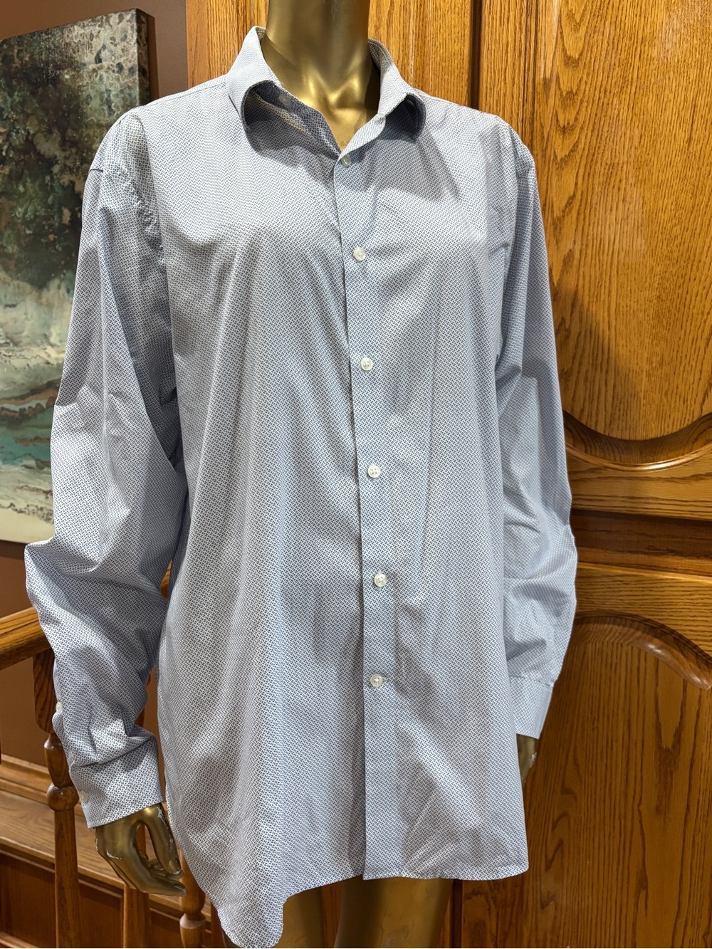 Michael Kors Light Blue Micro-Pattern Dress Shirt